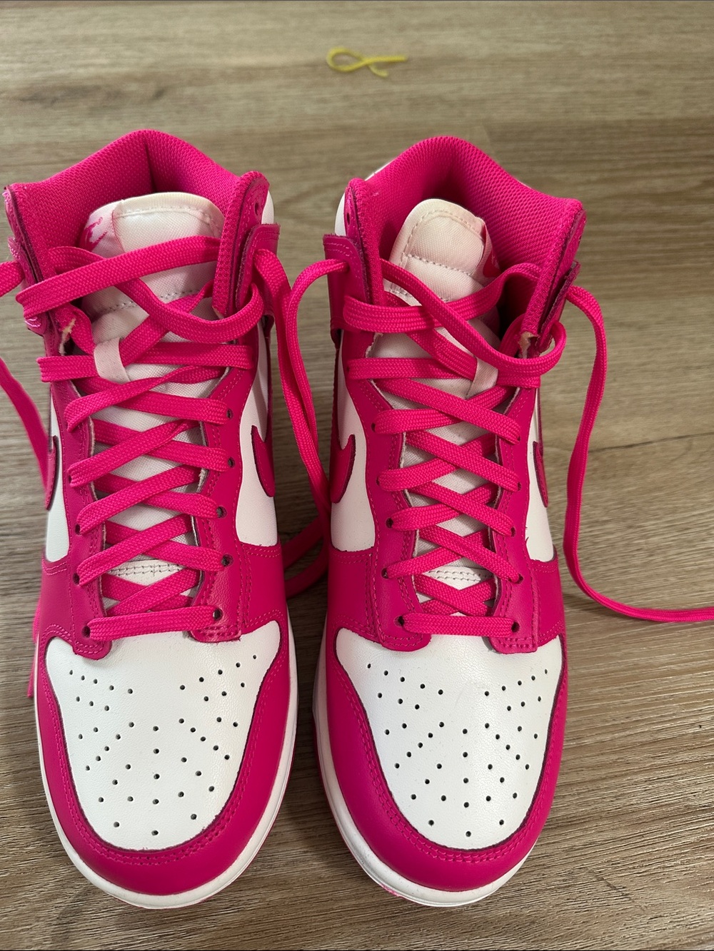 Nike Hot Pink and White High-Top Sneakers - Picture 2 of 5